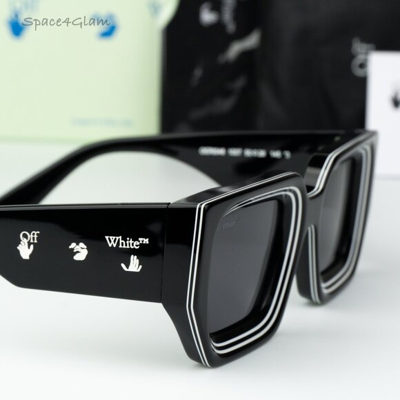 Off-White Men Sunglasses Black Grey Square OERI048 FRANCISCO 1007 NEW AUTHENTIC - Picture 5 of 10